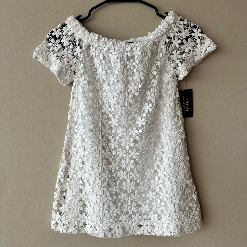NWT Polo Ralph Lauren Girls 'Alisanna' Lace Flutter Sleeves Dress, Size 6